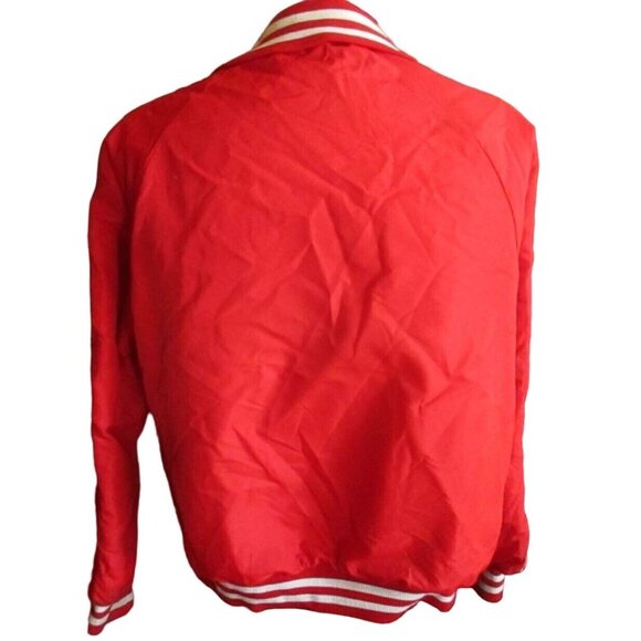 Vintage Men's Large Red Windbreaker Jacket Arnold Nebraska Sleeve Logo 1980's - Picture 2 of 7
